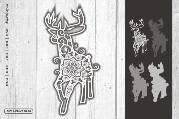 3D Deer Mandala 02: A 3D SVG for Shadow Boxes