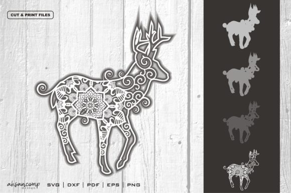 3D Deer Mandala 04: 3D SVG for Shadow Boxes