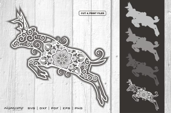 3D Deer Mandala 05: 3D SVG for Shadow Boxes