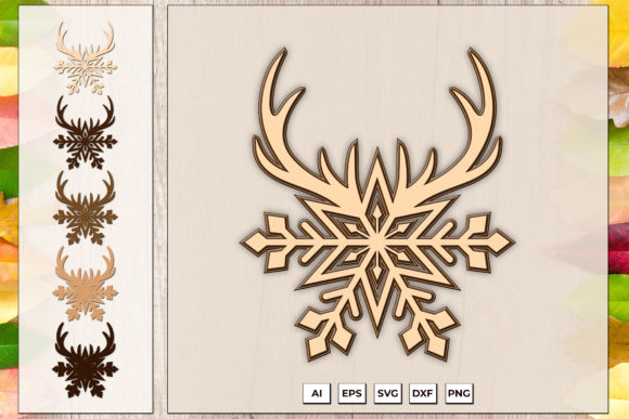 3D Layered Horns Snowflake SVG for Christmas 3D SVG Sales