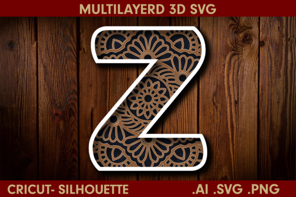 3D SVG Letter Z Mandala for Shadow Boxes