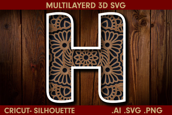 3D SVG Mandala H for Shadow Boxes & Craft