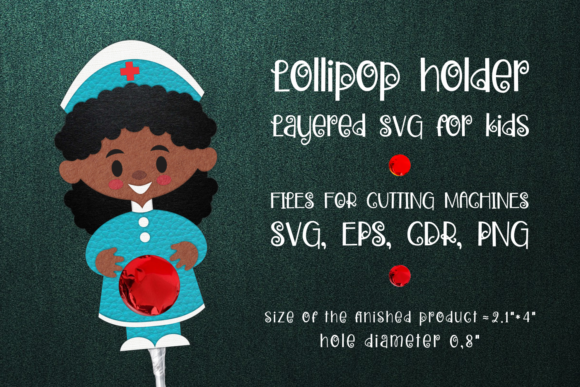 Black Woman Nurse Lollipop Holder 3D SVG Shapes