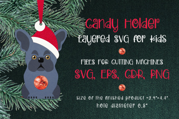 French Bulldog Christmas Ornament SVG: 3D Holiday Design