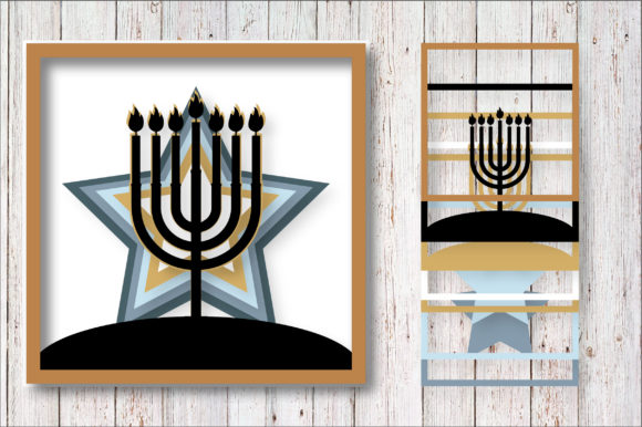 Hanukkah Layered 3D SVG for Shadow Box Branding