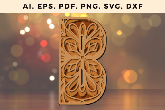 Layered Alphabet B 3D SVG: Shapes for Sales