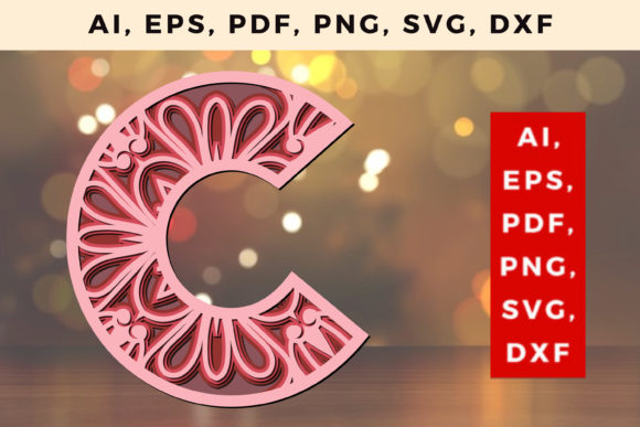 Layered C Letter Mandala SVG: 3D Shapes Review