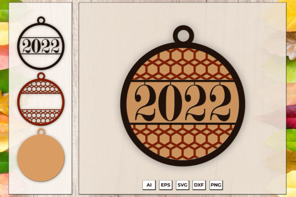 Layered Happy New Year 2022 SVG: 3D Shapes for Editorial