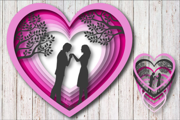 Multilayer Love Tree Couple: 3D SVG for Shadow Boxes