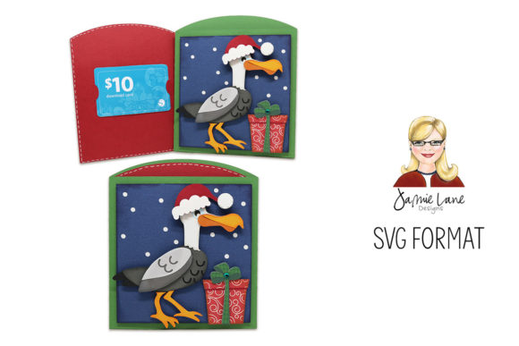 Pelican Gift Card Envelope: 3D SVG for Christmas
