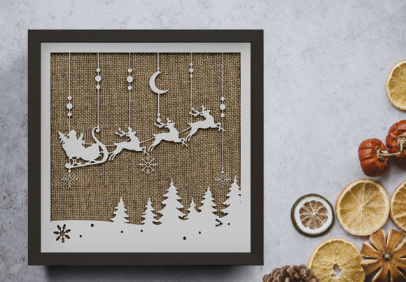 Santa Claus on the Sky Silhouette: 3D SVG for Christmas