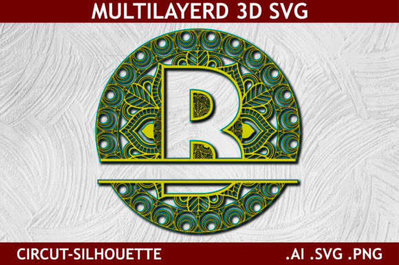 Split Alphabet Layered B Letter Mandala 3D SVG Shapes